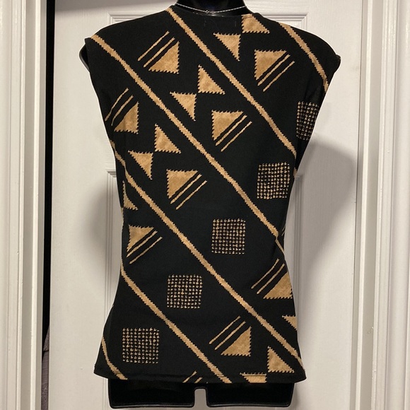 Chaps - Geometric Sleeveless V Neck Stretch Pull On Cross Wrap Top - Sz S - Picture 5 of 12